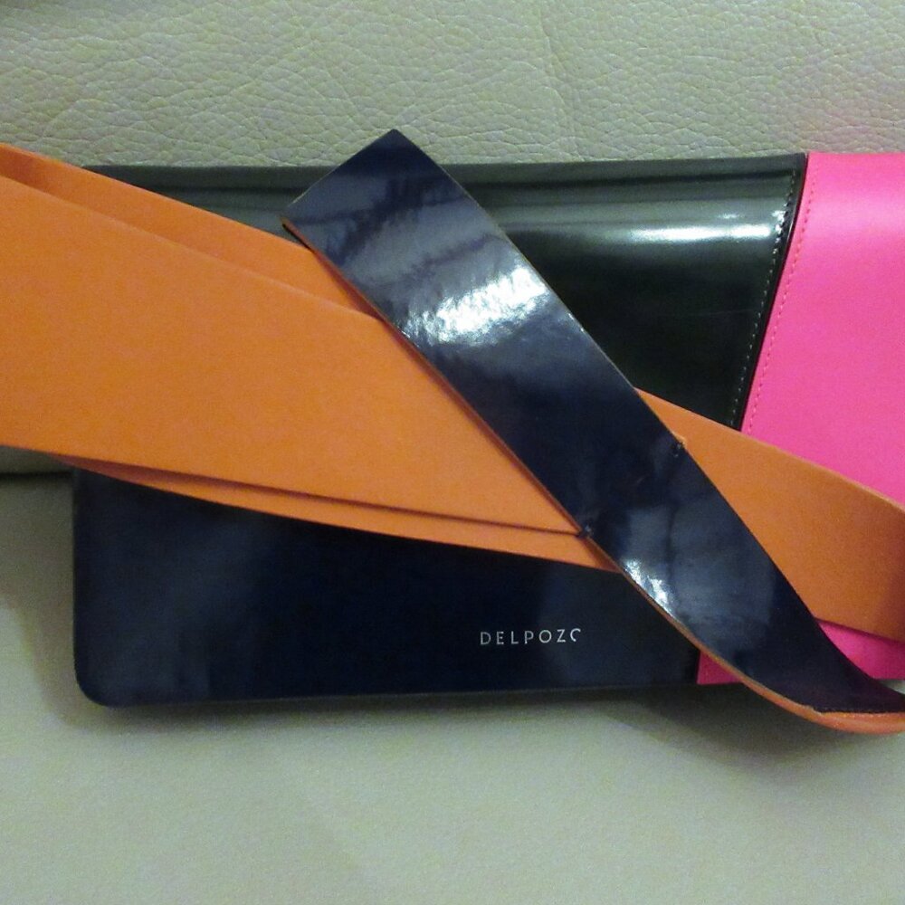 DELPOZO "bow" Orchid clutch with strap multicolor